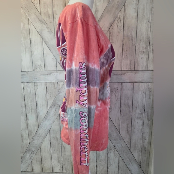 NWT Simply Southern Long Sleeve Tee - Coral and Purple - Picture 2 of 6